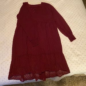 Burgundy Baby Doll Dress
